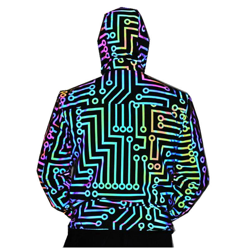 Cyberpunkowa Świecąca Kurtka Hoodie Rebel LED Black