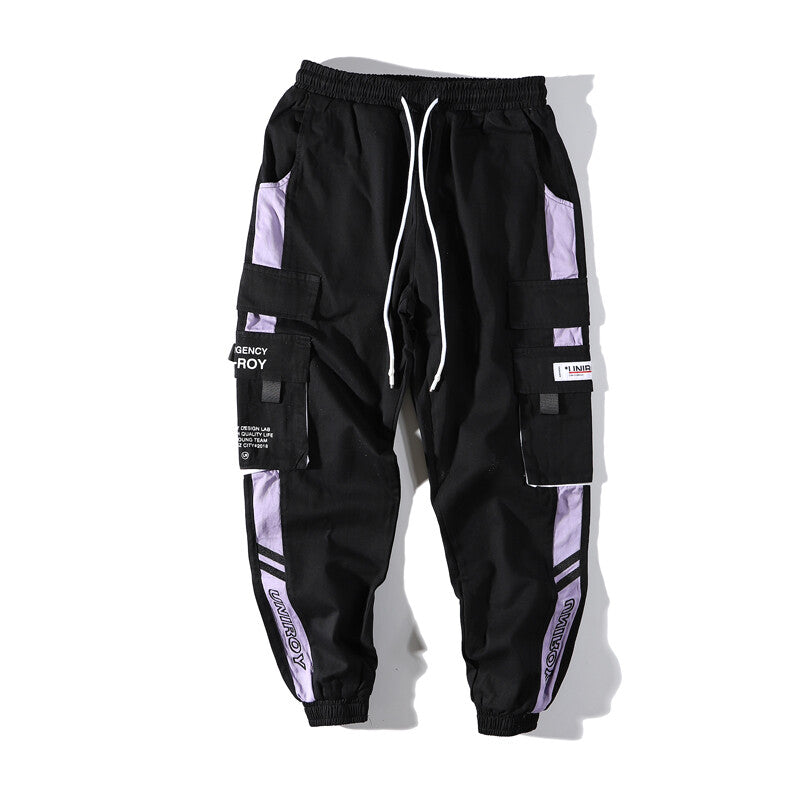 Techwearowe Spodnie Cargo Black Lavender Urban Style