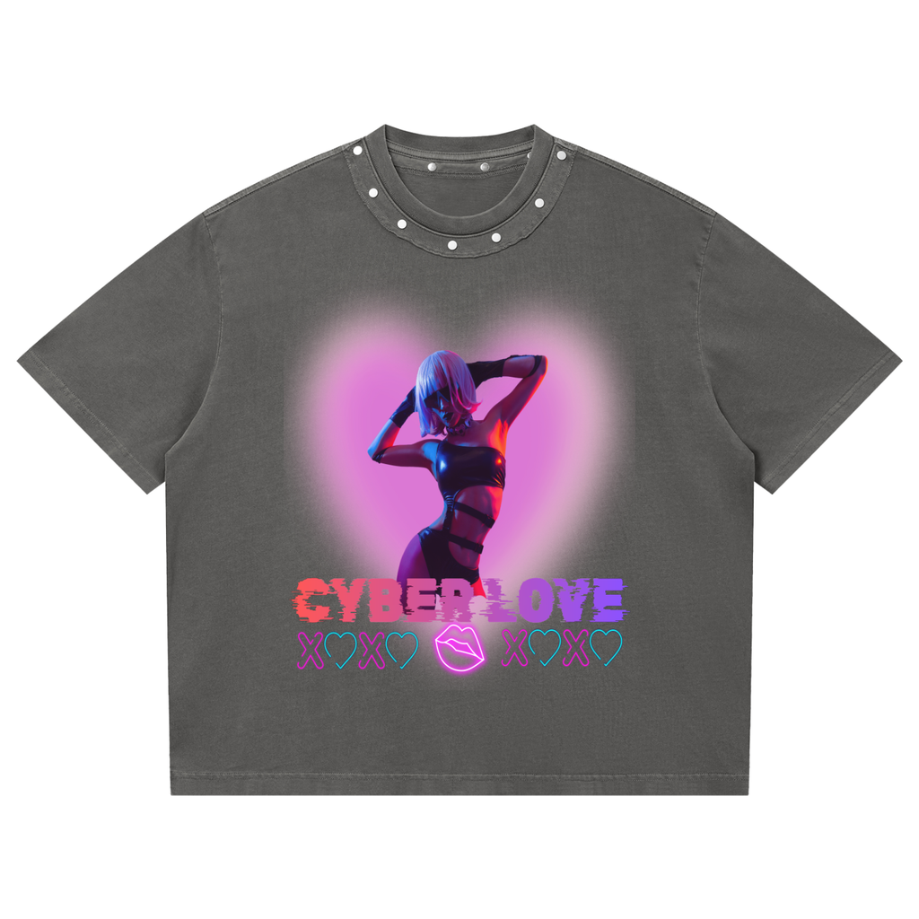 Cyberpunkowa Koszulka z Ćwiekami | Cyber Love