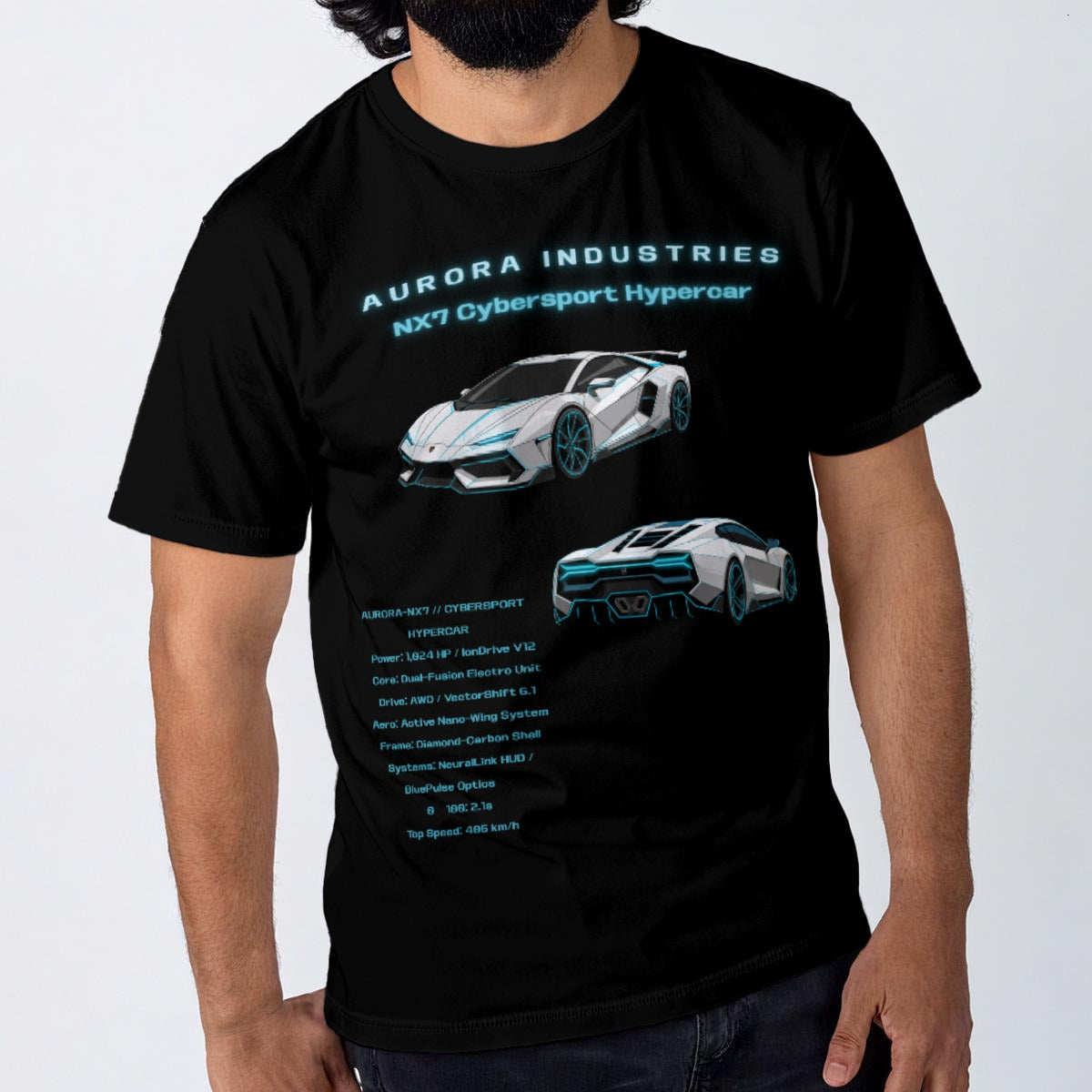 T-shirt Cyberpunkowy CyberWheels Aurora Car