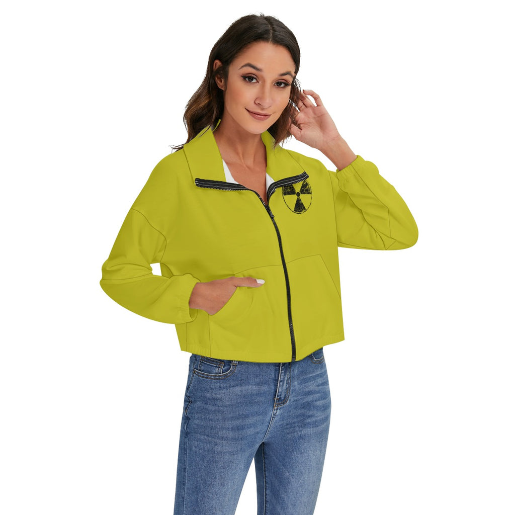 Damska Kurtka Crop Zip Post-apocalypse Wastland Patrol - Atomic Yellow