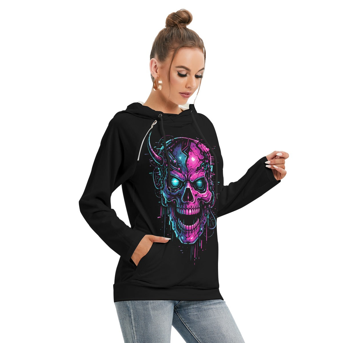 Damska Cyberpunkowa Bluza Glichtr Skull Uniform