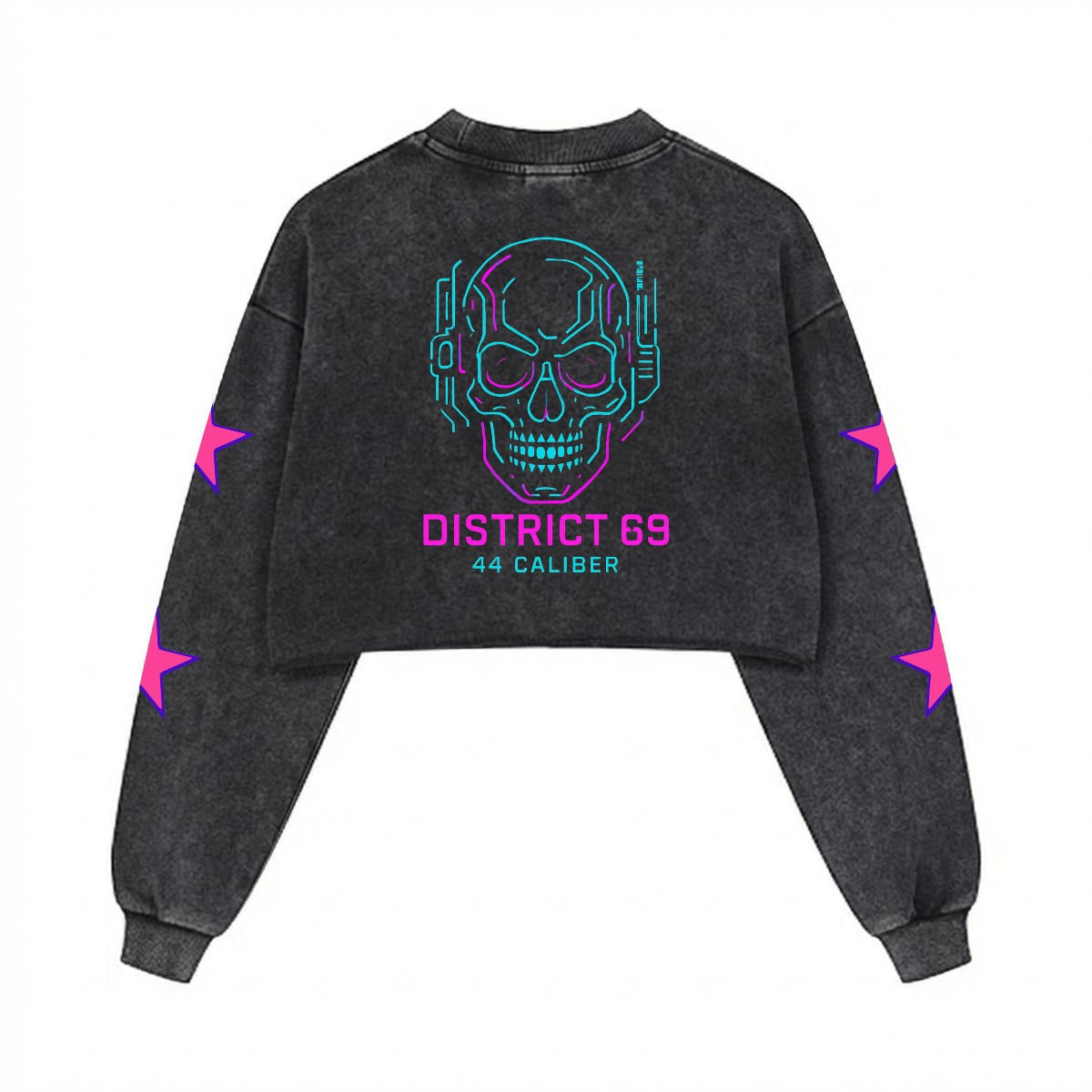 Damska Bluza Cyberpunkowa | DISTRICT 69 Punk Future Cotton Crop Sweatshirt