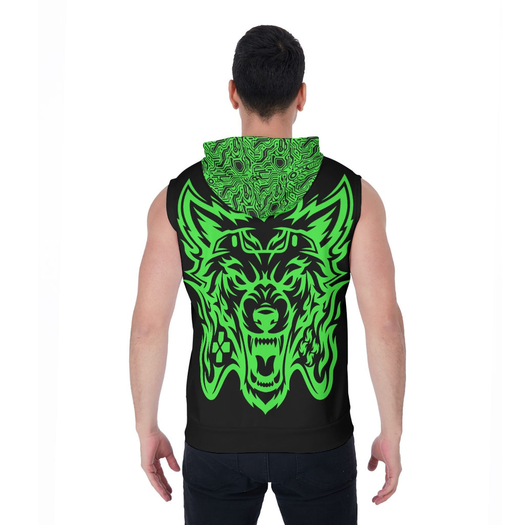 Cyberpunk Tank Hoodie | Cyber Dog Neon Green