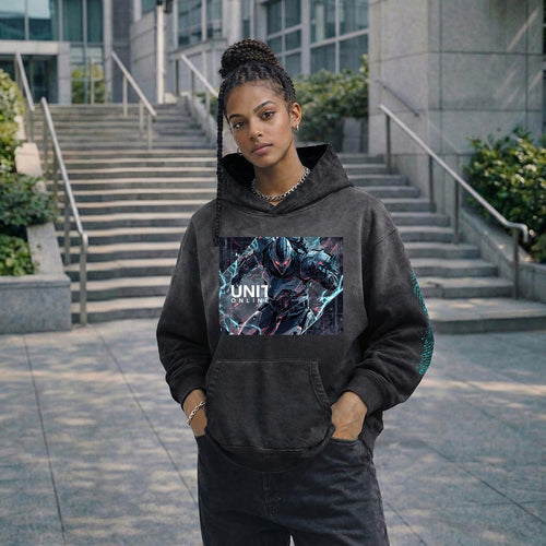 Bluza Hoodie Cyberpunk Unisex | Cyber Unit Online Netrunner Warrior| 420gsm Cotton