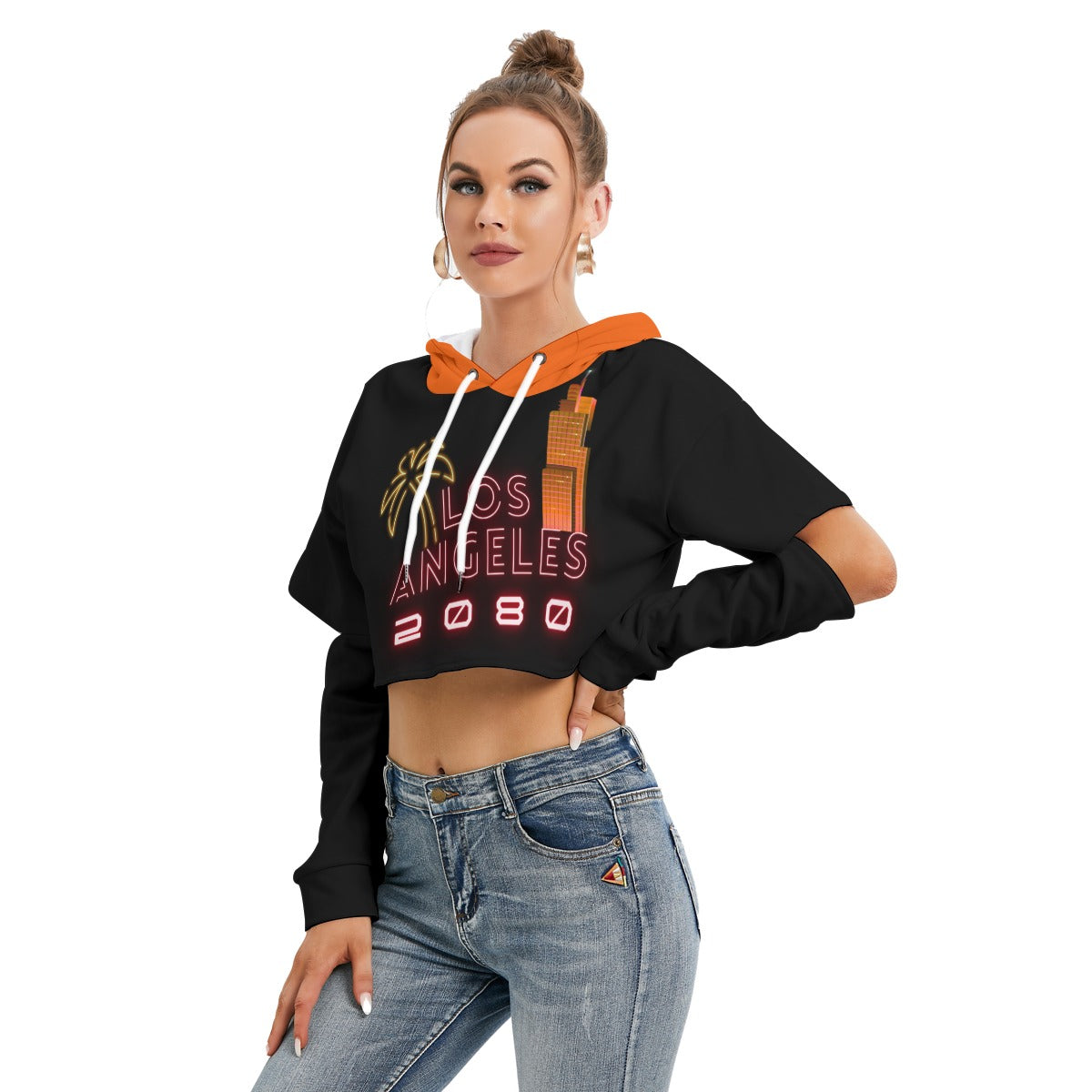 Damska Cyberpunkowa Bluza Crop Los Angeles 2080