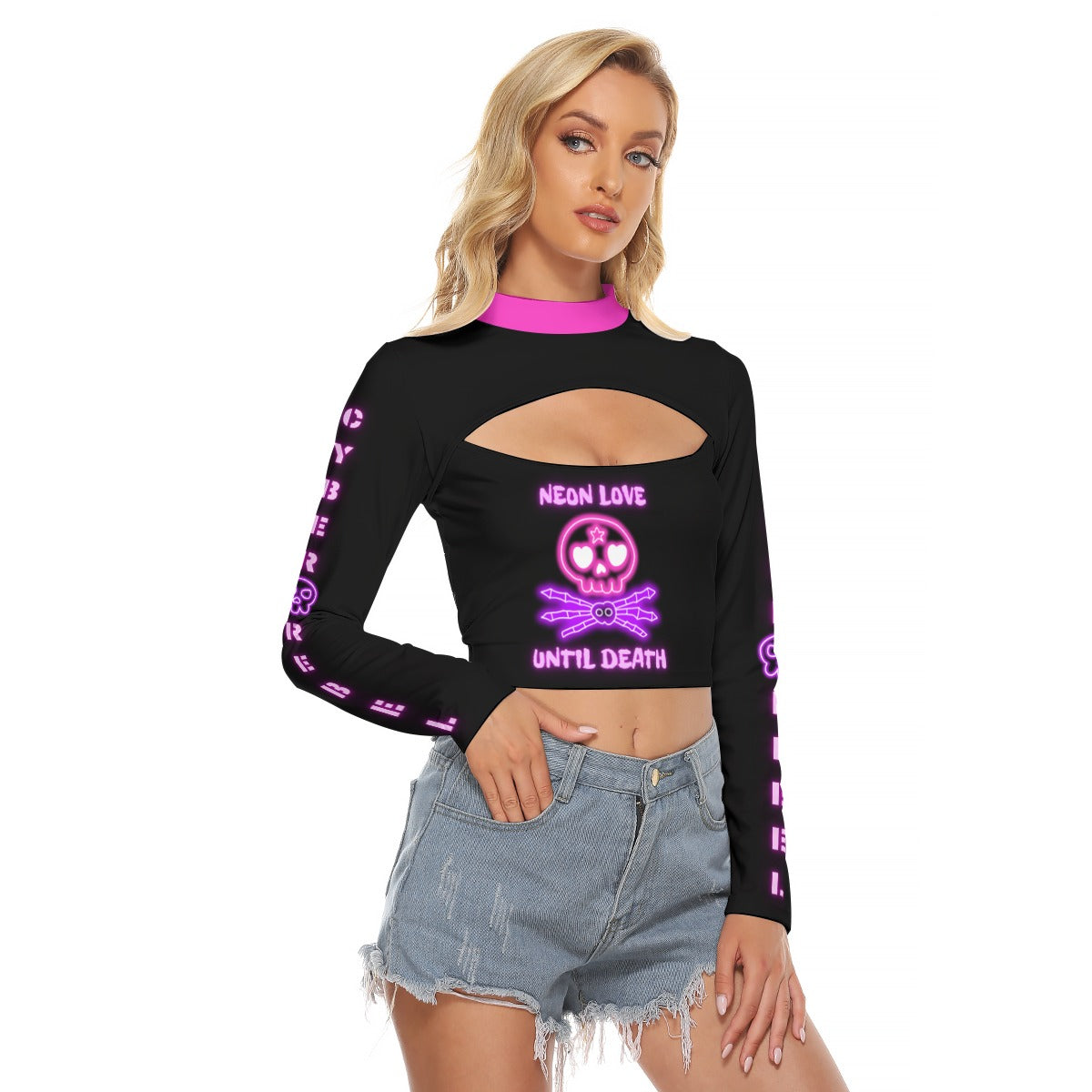 Cyberpunkowa Damska Bluzka z wycięciem Neon Wild Until Death