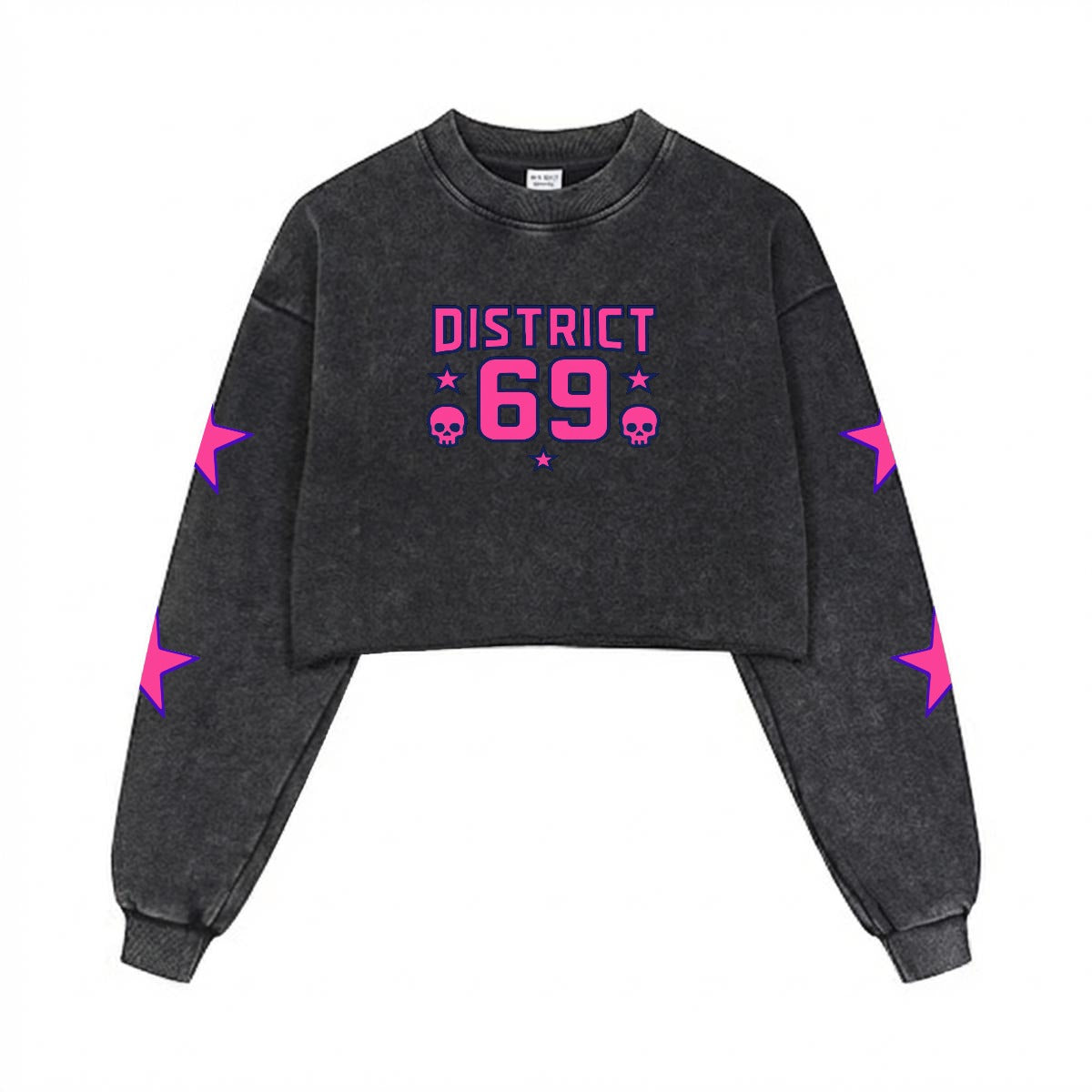 Damska Bluza Cyberpunkowa | DISTRICT 69 Punk Future Cotton Crop Sweatshirt