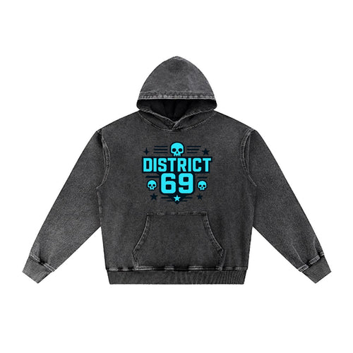 Cyberpunkowa Bluza Męska | DISTRICT 69 Cyberpunk Skull 380gsm