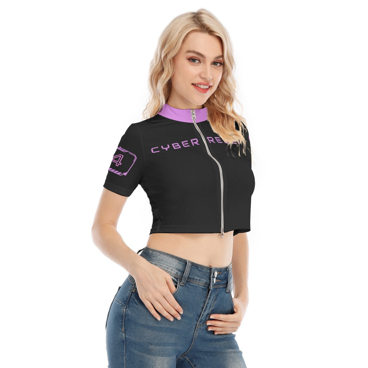 Cyberpunkowy Damski Crop Top Cyber Rebel Girl - Pink