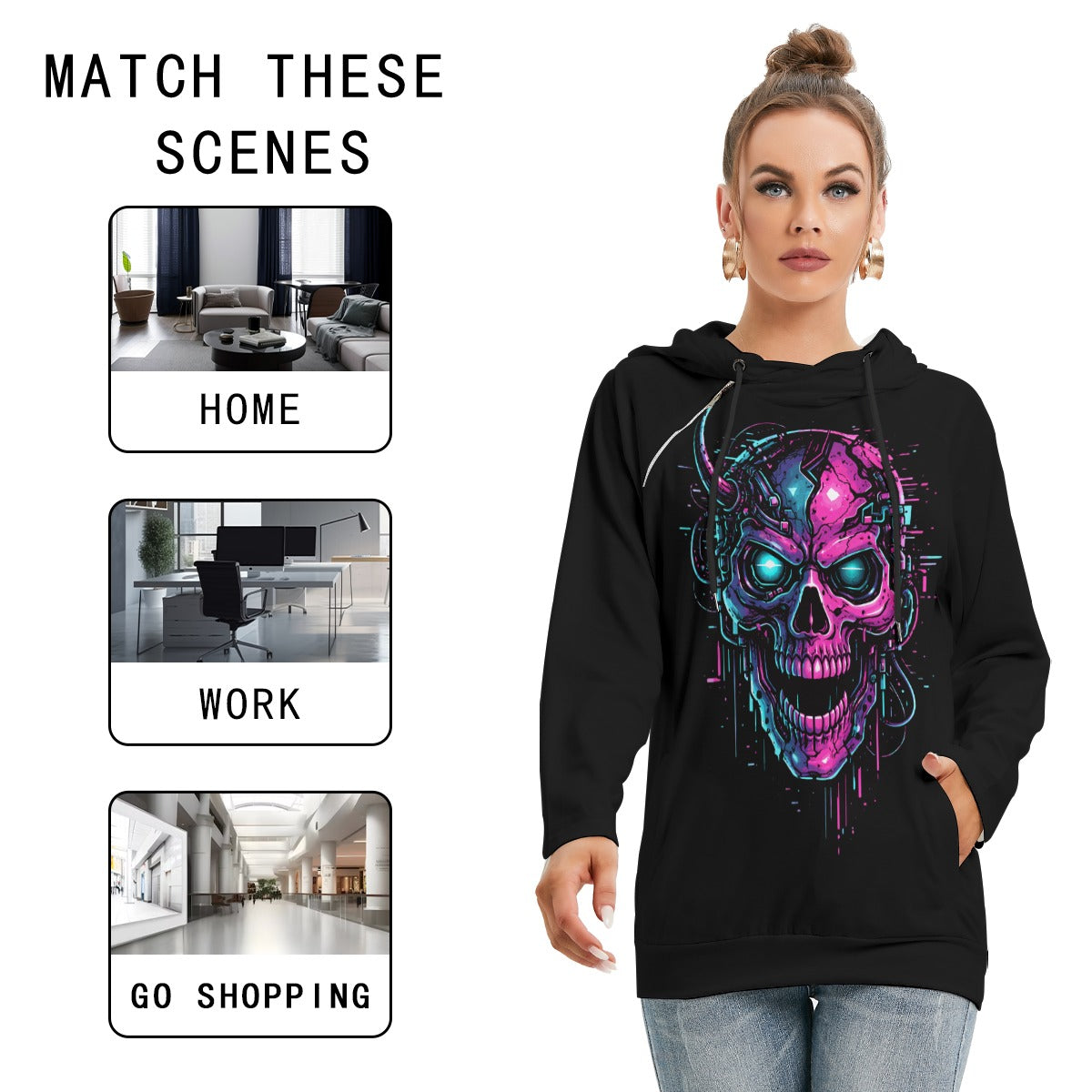 Damska Cyberpunkowa Bluza Glichtr Skull Uniform