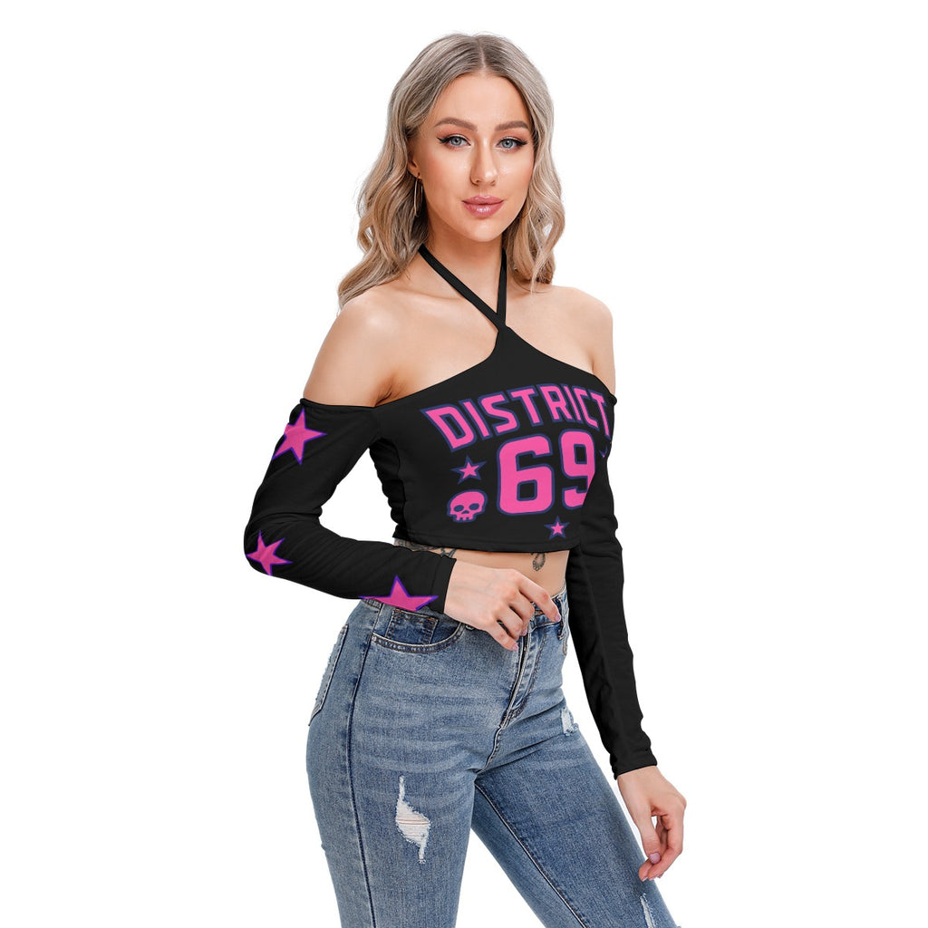 Cyberpunkowy Damski Crop Top Halter | DISTRICT 69 Street of Anarchy