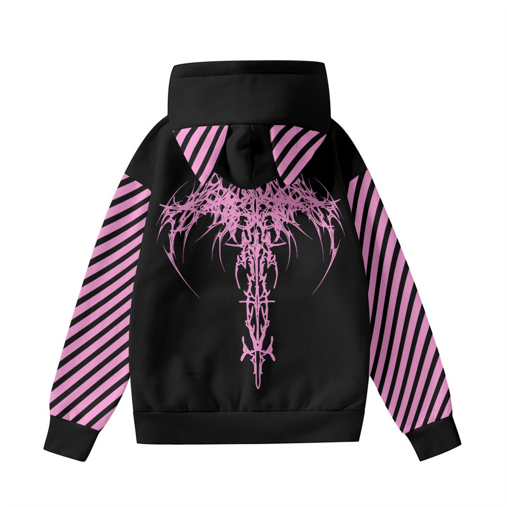 Bluza z Uszkami 'End Game' | E-Girl Cat Ear Hoodie Pink Skull