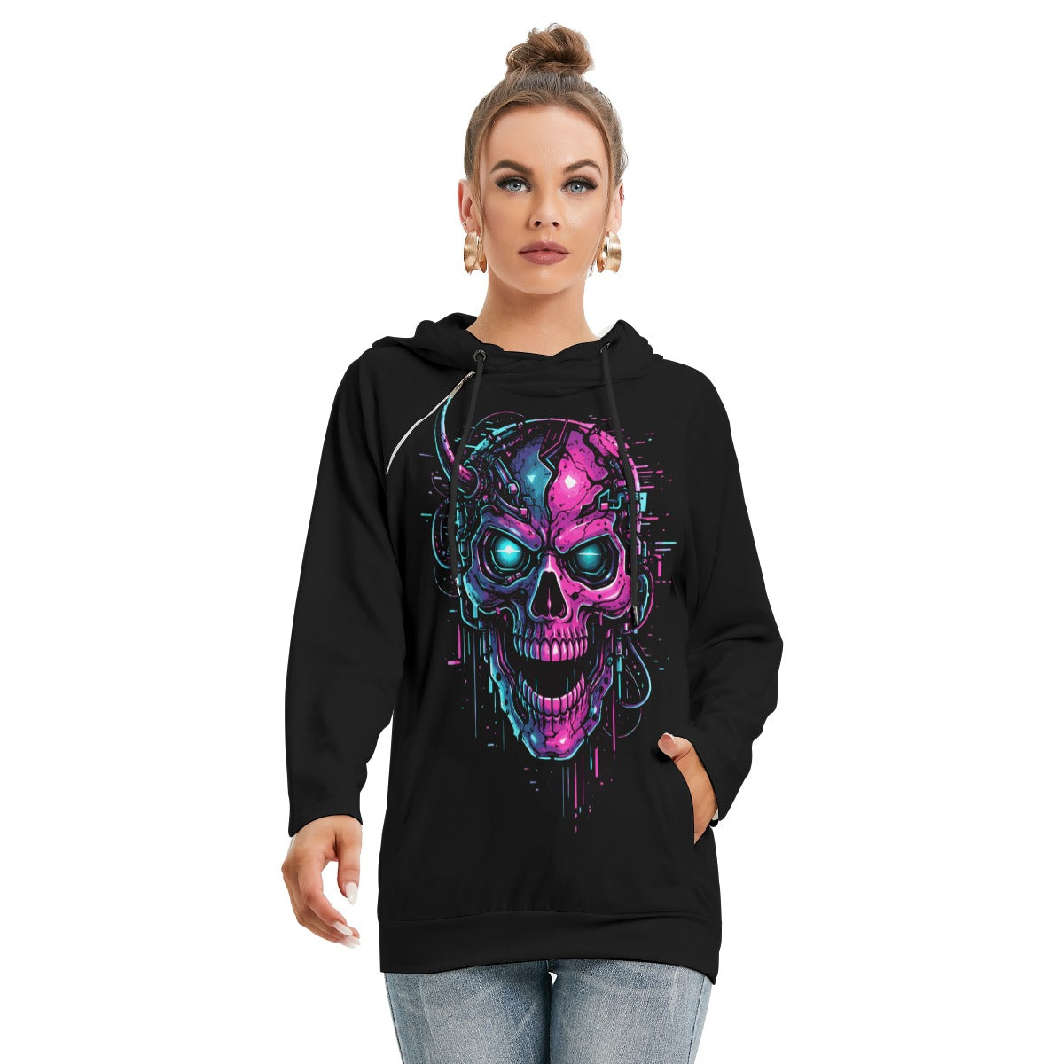 Damska Cyberpunkowa Bluza Glichtr Skull Uniform