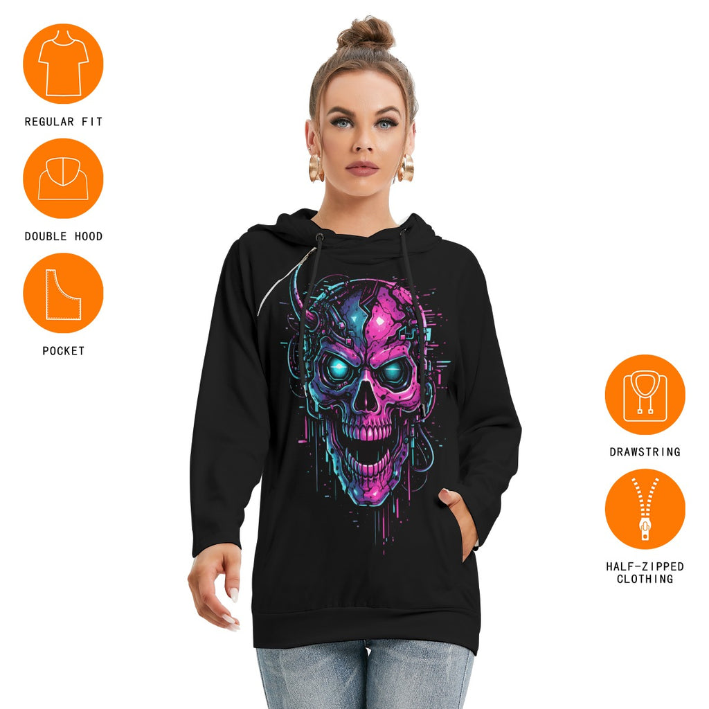 Damska Cyberpunkowa Bluza Glichtr Skull Uniform