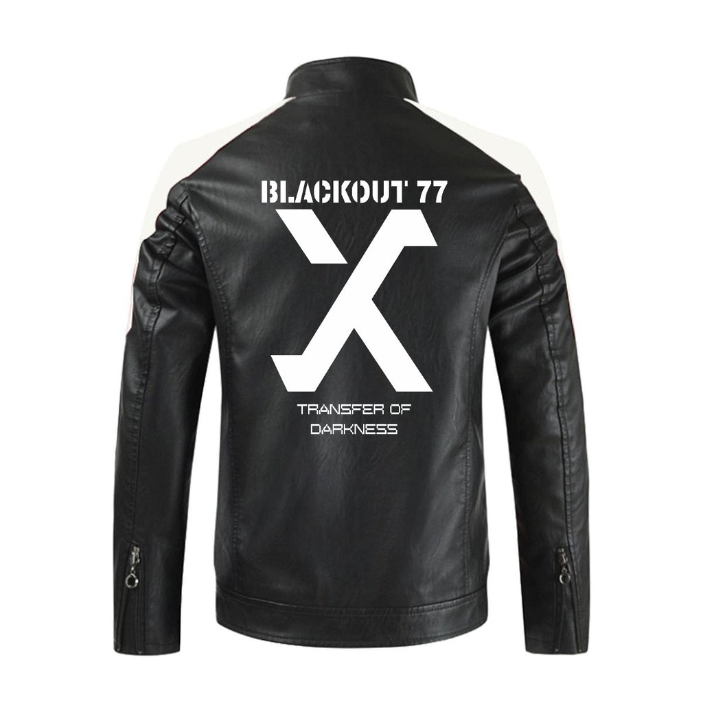 Męska Kurtka Biker Techwear 'BLACKOUT 77' | Ramoneska Eko-Skóra Black & White