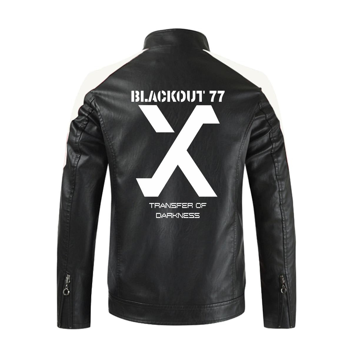 Męska Kurtka Biker Techwear 'BLACKOUT 77' | Ramoneska Eko-Skóra Black & White