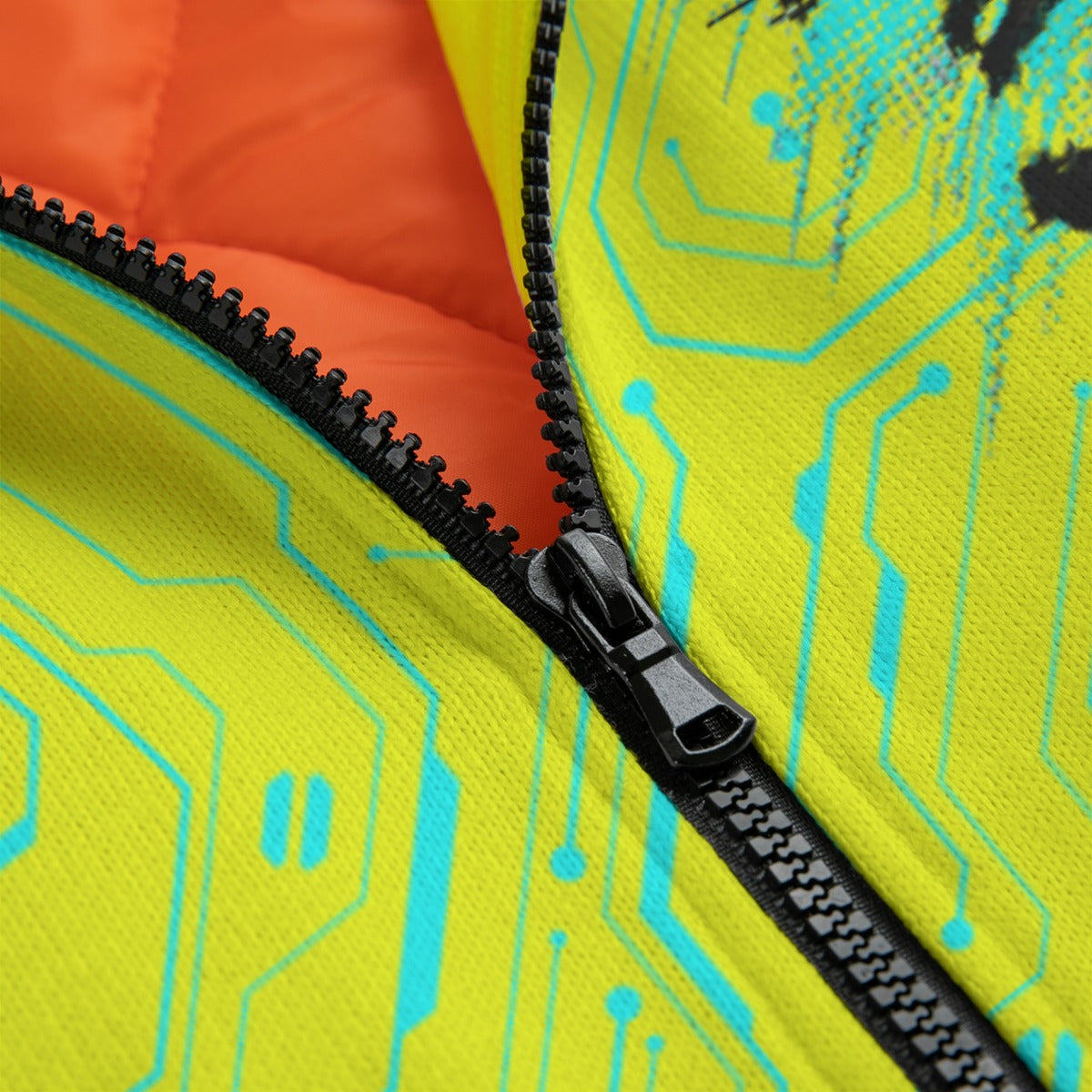 Cyberpunkowa Kurtka Bomberka Neon Oni – Żółta Kurtka Techwear z Cybernetycznym Nadrukiem