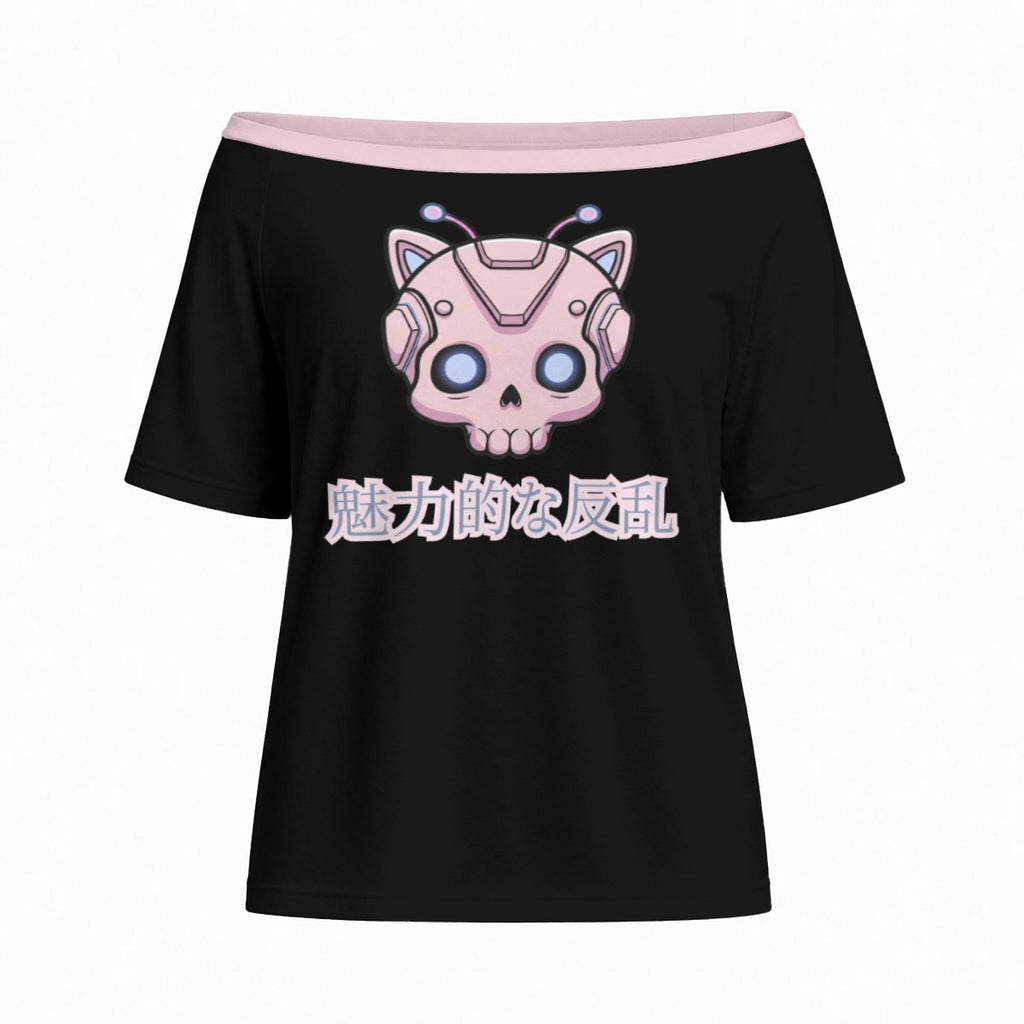 Cyberpunk Women's Off-Shoulder T-Shirt | Kawaii Rebellion