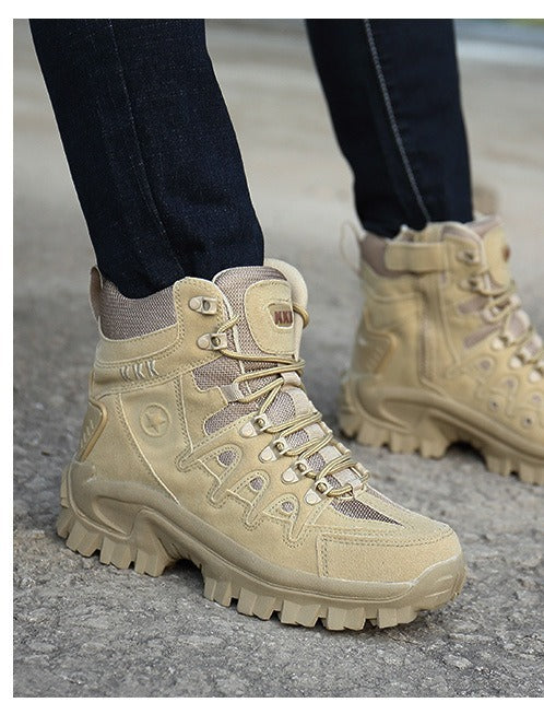 Techwearowe Militarne Sneakersy Urban Combat Outfit | Hard Star Urban Boots Khaki