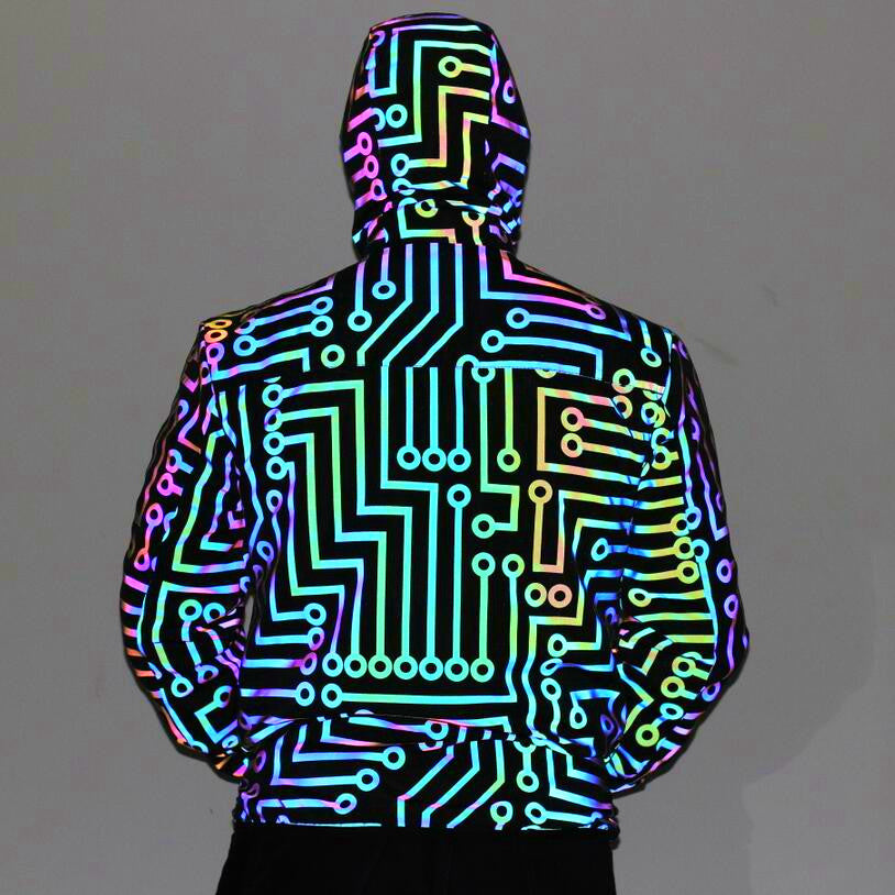 Cyberpunkowa Świecąca Kurtka Hoodie Rebel LED Black