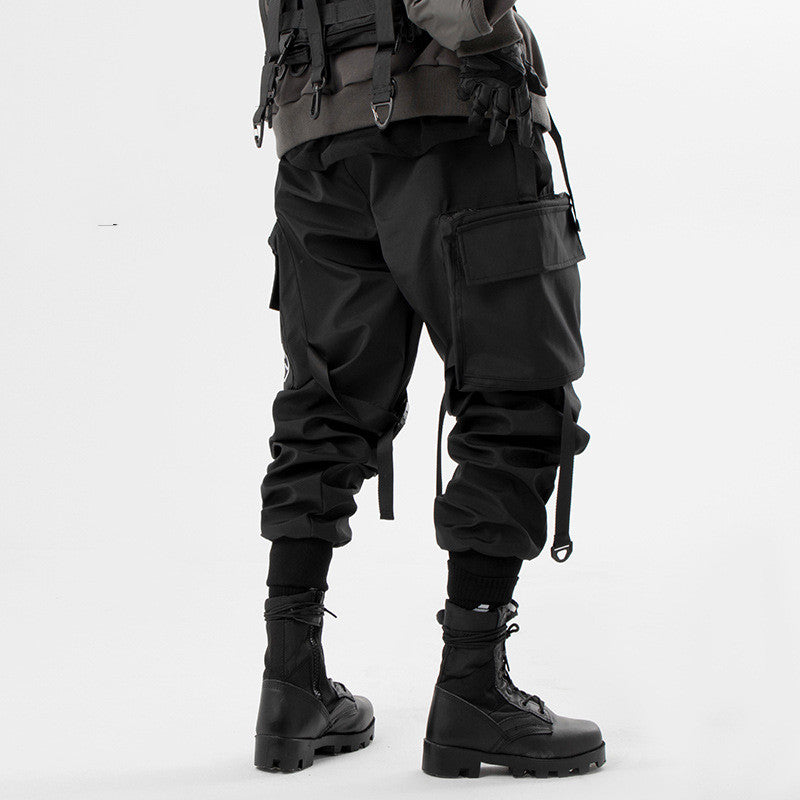Czarne Techwearowe Spodnie z licznymi kieszeniami - Urban Soldier 0088