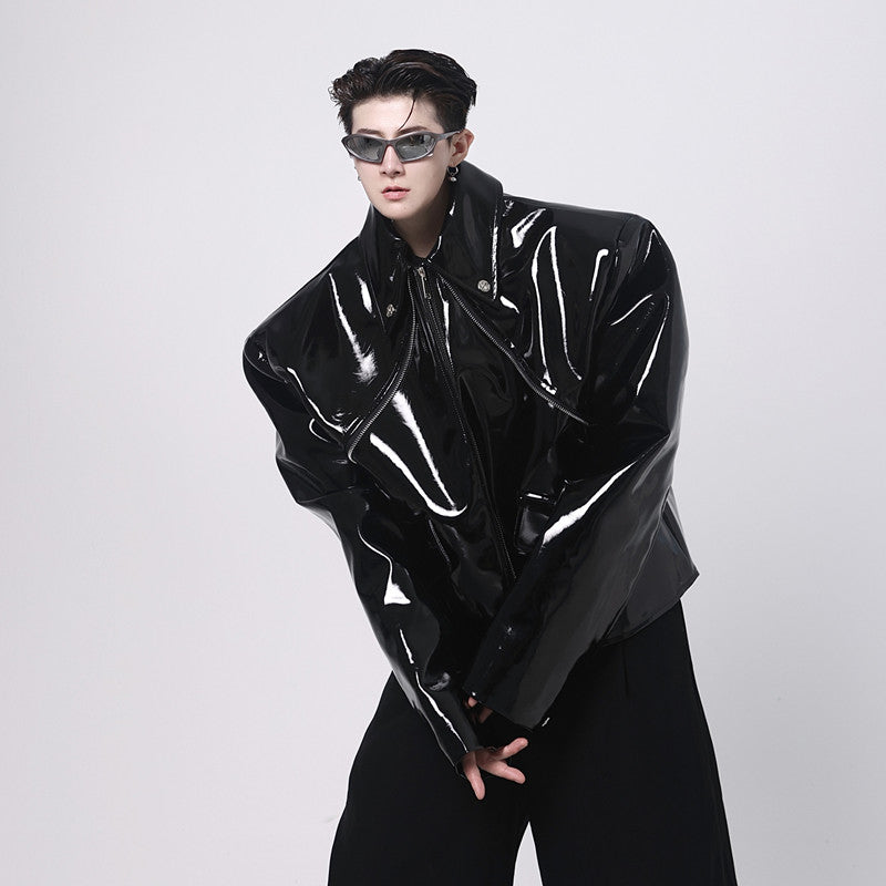 Cyberpunkowa Czarna Kurtka Pure Black Leather