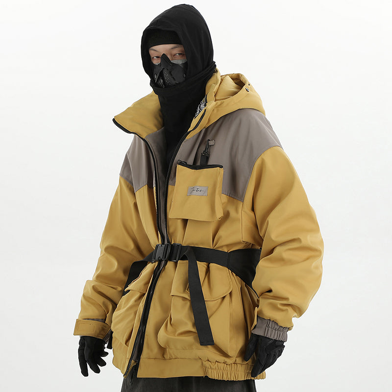 Kurtka Techwear Oversize X-21 | Taktyczna Parka Survival Cargo Retro Yellow
