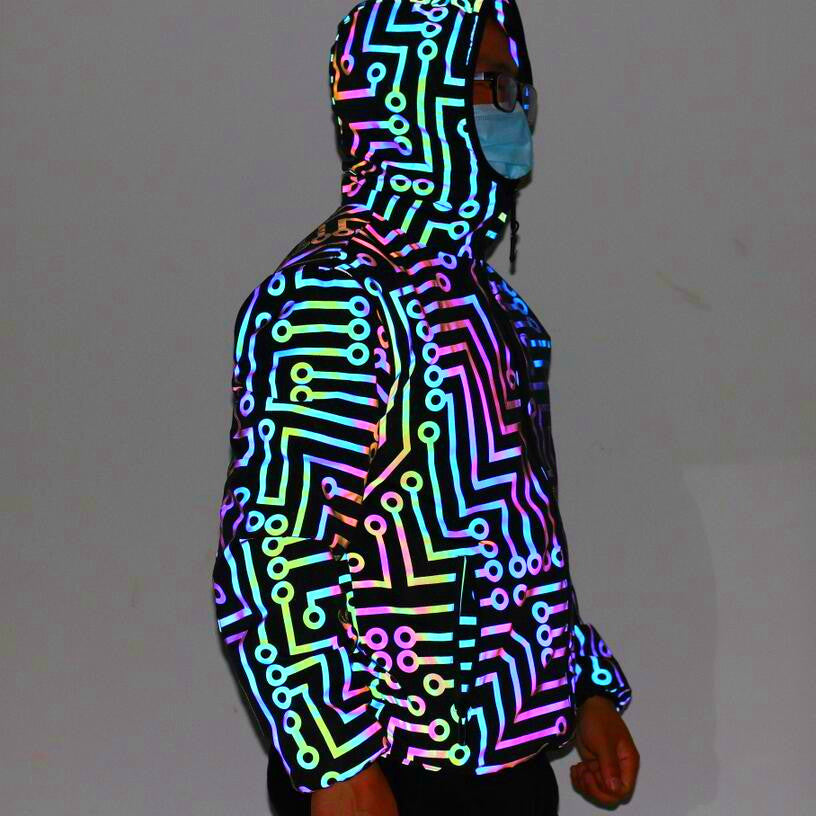 Cyberpunkowa Świecąca Kurtka Hoodie Rebel LED Black