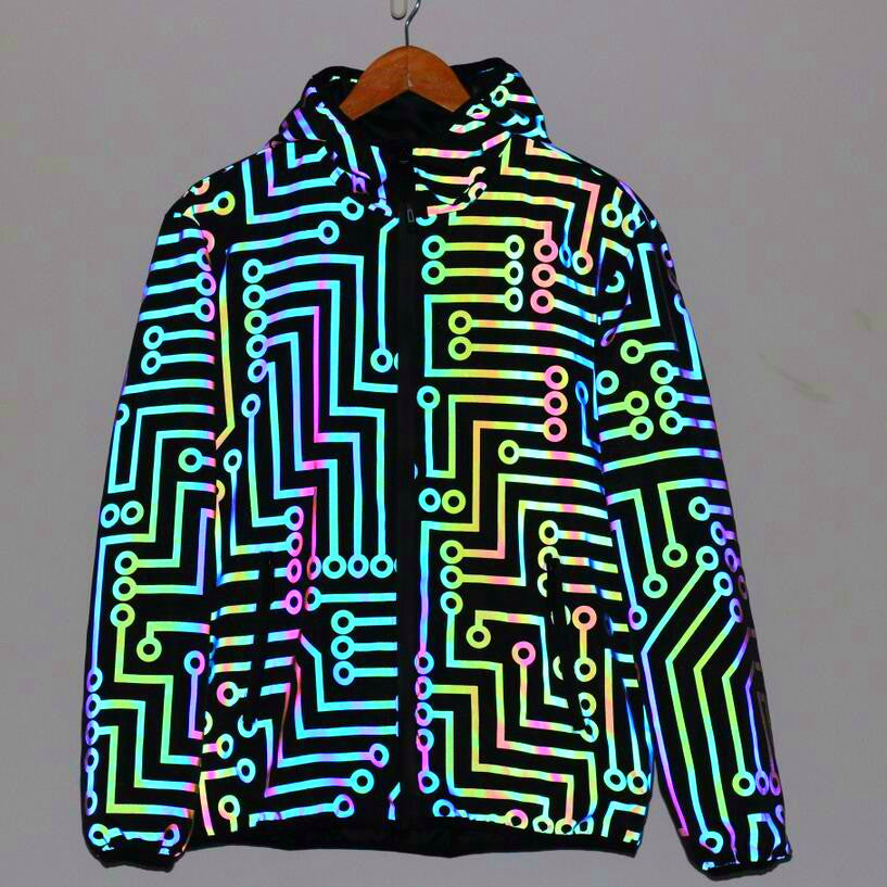 Cyberpunkowa Świecąca Kurtka Hoodie Rebel LED Black