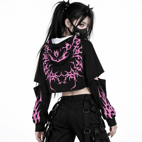 Bluza E-Girl 'Too Pretty To Die' | Pink Cyber Tribal Edition