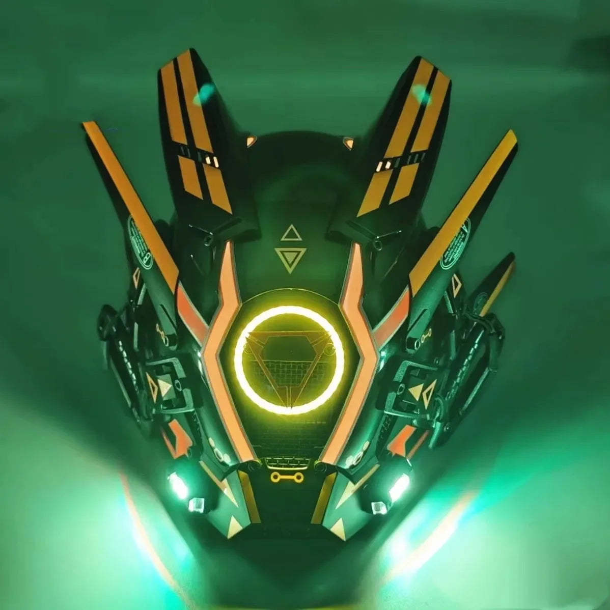 Korporacyjna Bojowa Maska Cyberpunkowa Ultra Bodyguard Model AV-7 Yellow