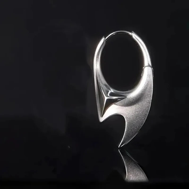 2024 Women Men Silver Color Unique Personalized Earrings Cyberpunk Minimalist Unisex Earrings Trendy Party Jewelry Accessory Single Silver