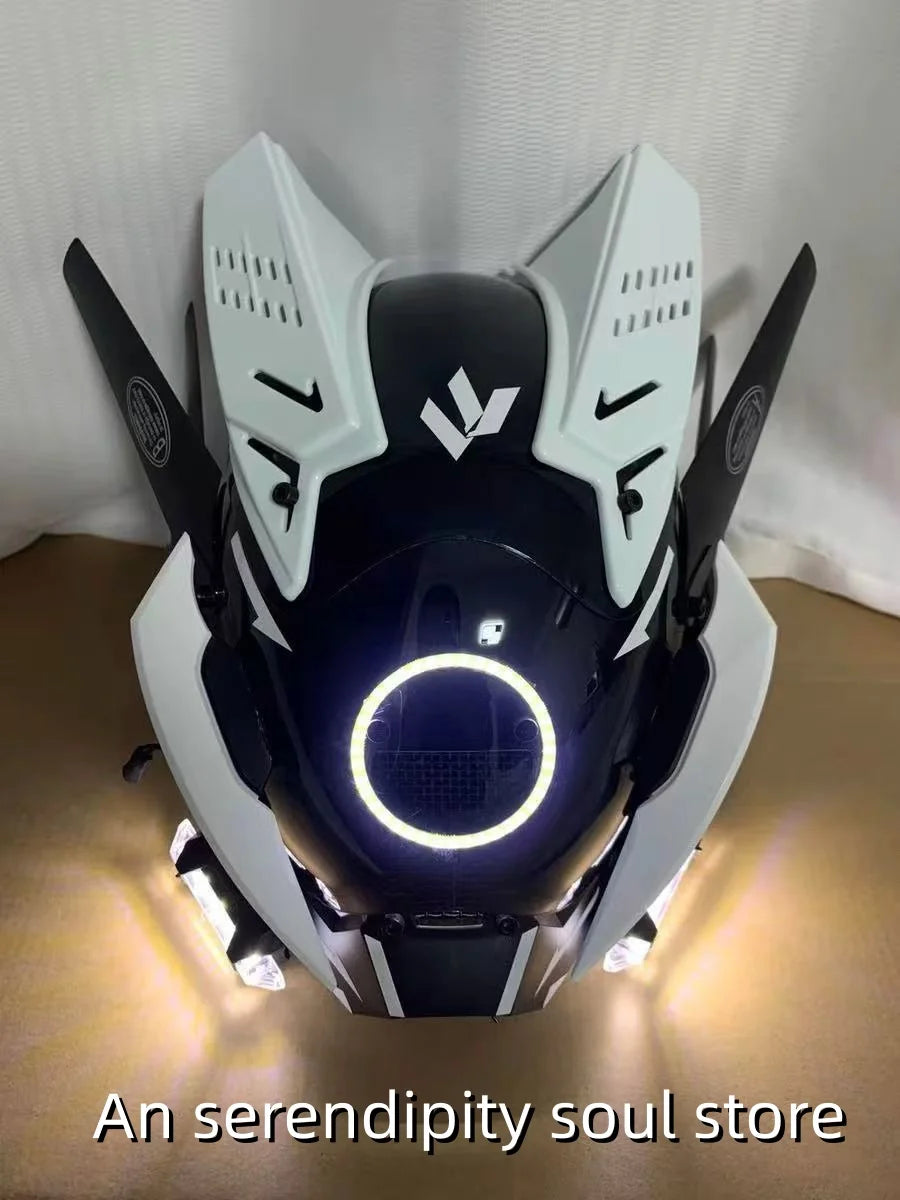 Korporacyjna Bojowa Maska Cyberpunkowa Model AV-8 Neon Assasin White