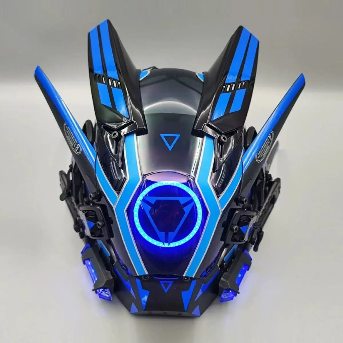 Korporacyjna Bojowa Maska Cyberpunkowa Model AV-8 Neon Assasin Blue