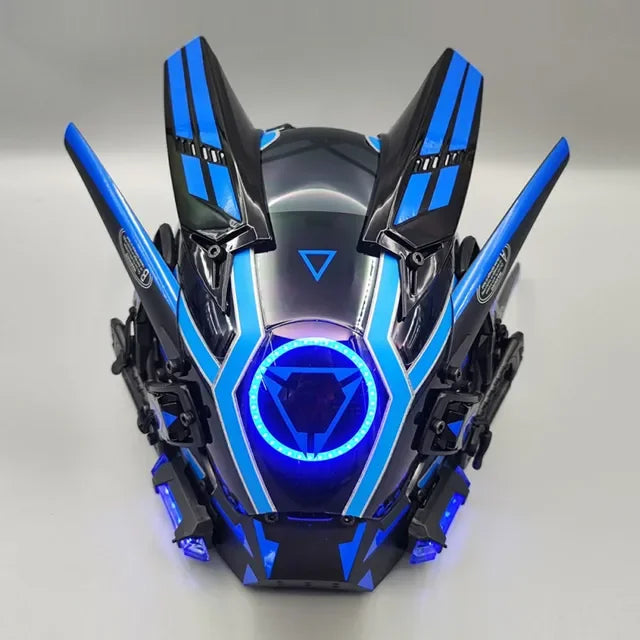 Korporacyjna Bojowa Maska Cyberpunkowa Ultra Bodyguard Model AV-7 Blue