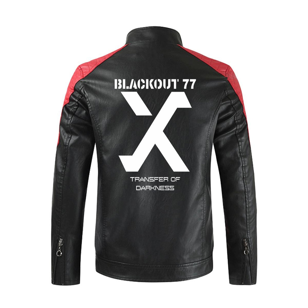 Męska Kurtka Biker Techwear 'BLACKOUT 77' | Ramoneska Eko-Skóra Black & Red
