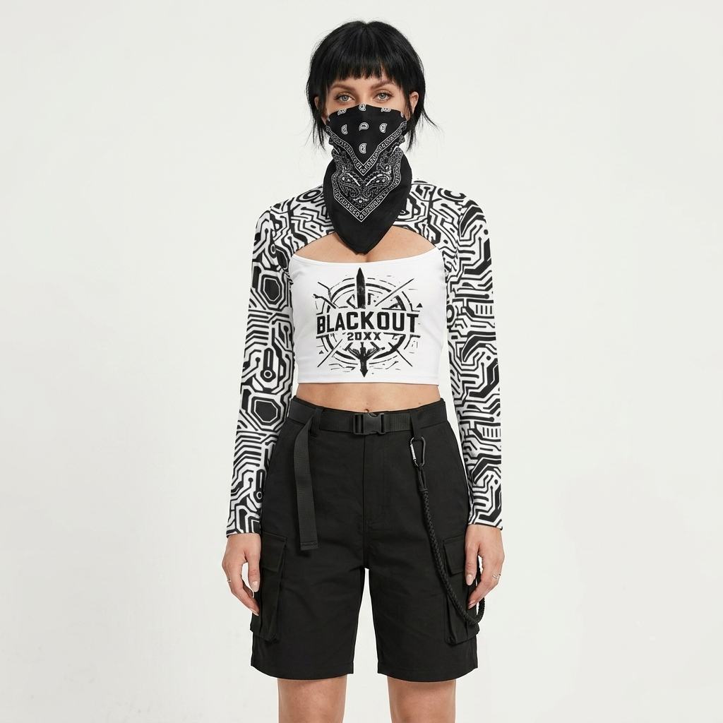 Techwearowy Crop Top Damski BLACKOUT 20XX