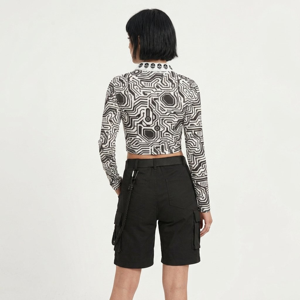 Techwearowy Crop Top Damski BLACKOUT 20XX