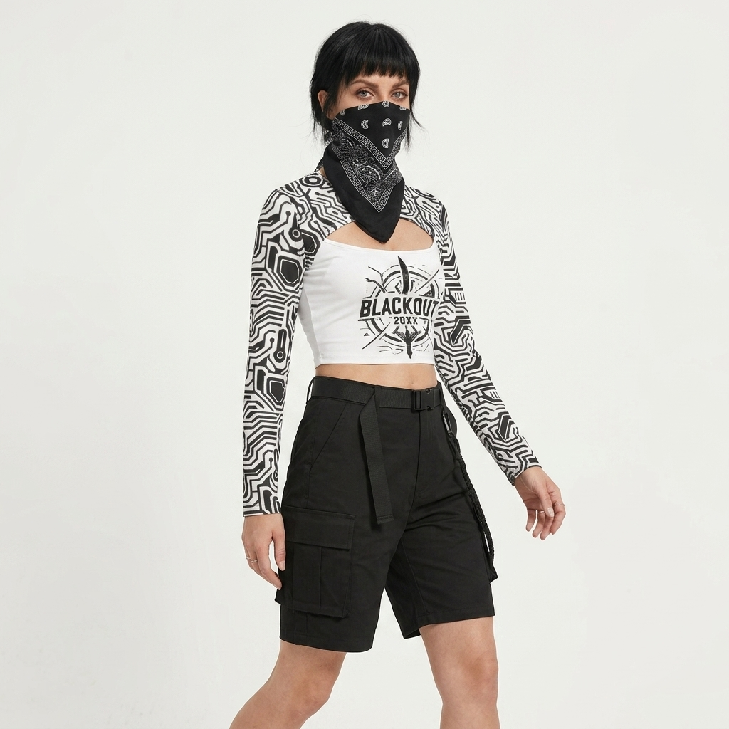 Techwearowy Crop Top Damski BLACKOUT 20XX