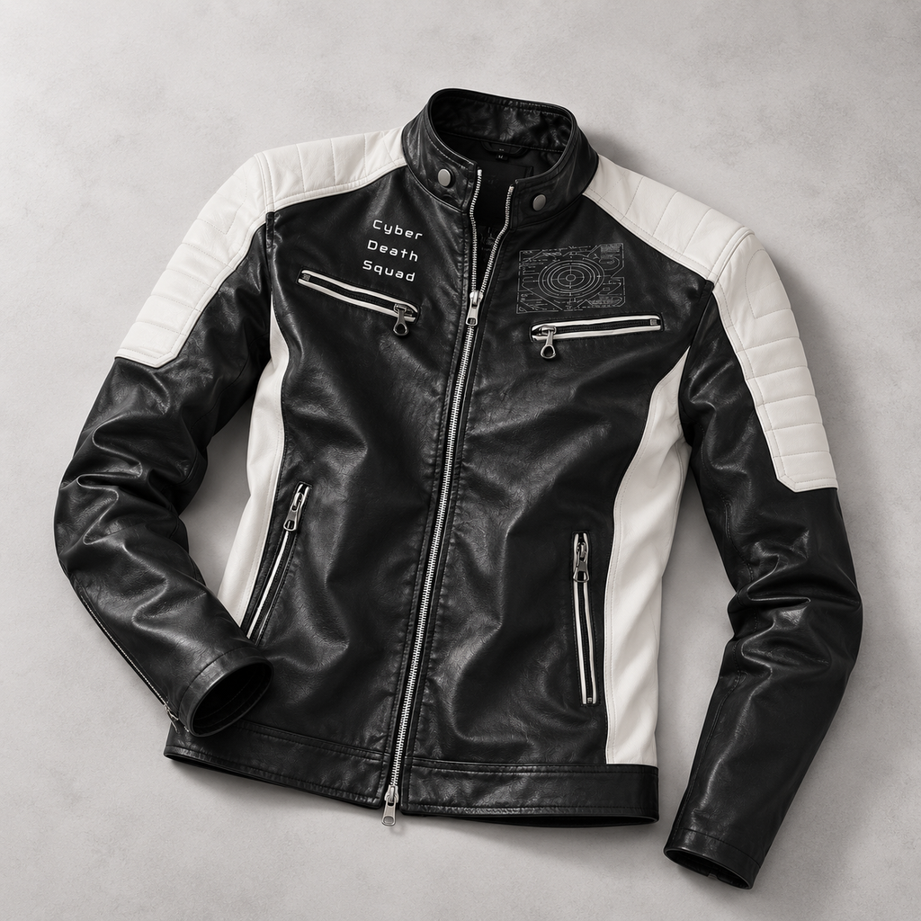 Men's Cyberpunk Motorcycle Jacket | Cyber Death Squadron | PU
