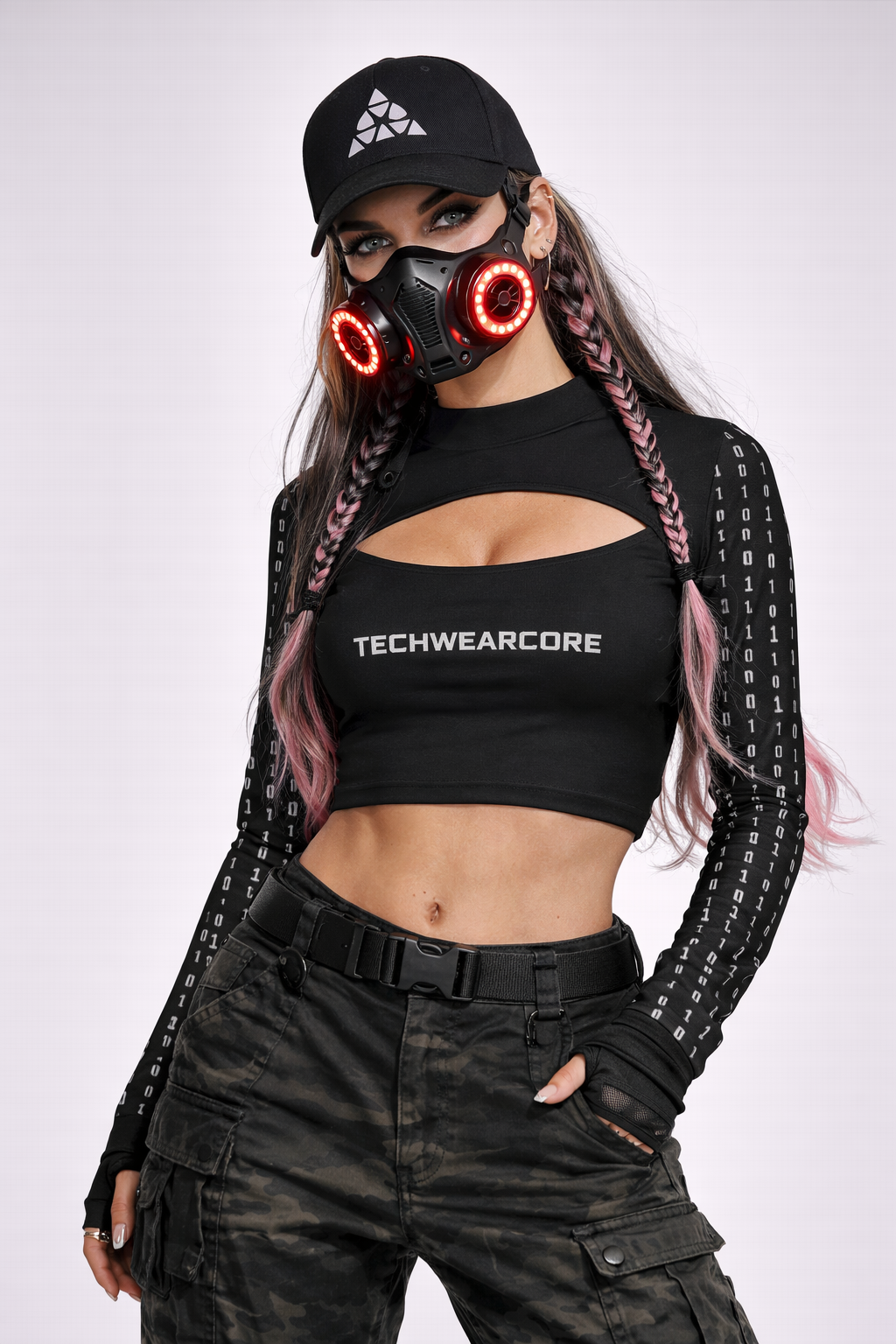 Techwearowy Crop Top Techwearcore Binary Rebel Armor