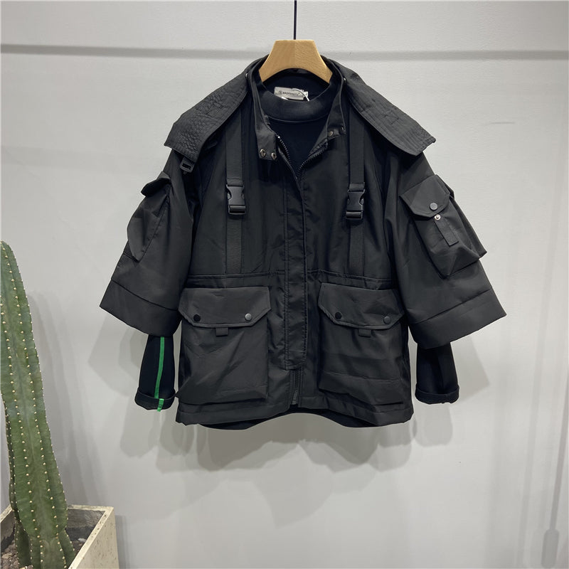 Techwearowa Mroczna Kurtka | Future Samurai Tactical Jacket  | Urban Samurai Outfit