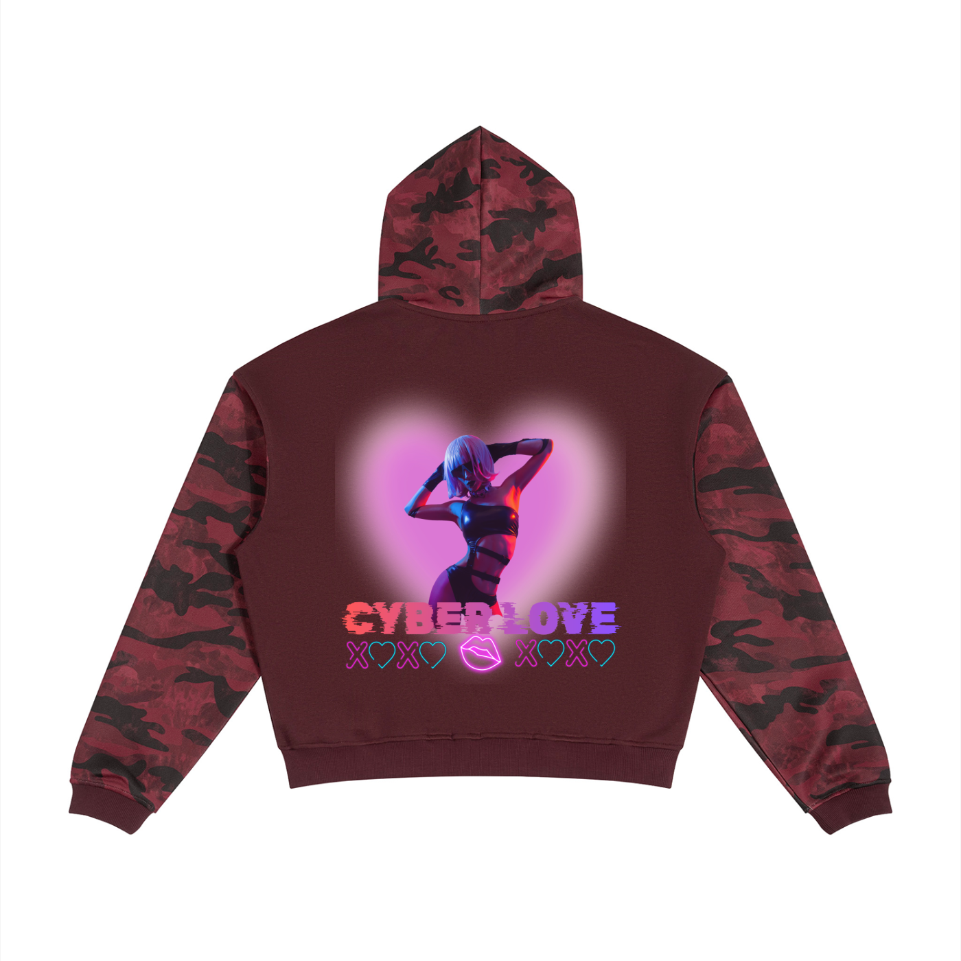 Cyberpunkowa Kurtka Hoodie Camo | CYBER LOVE x PLASTIC DEATH | 350gsm