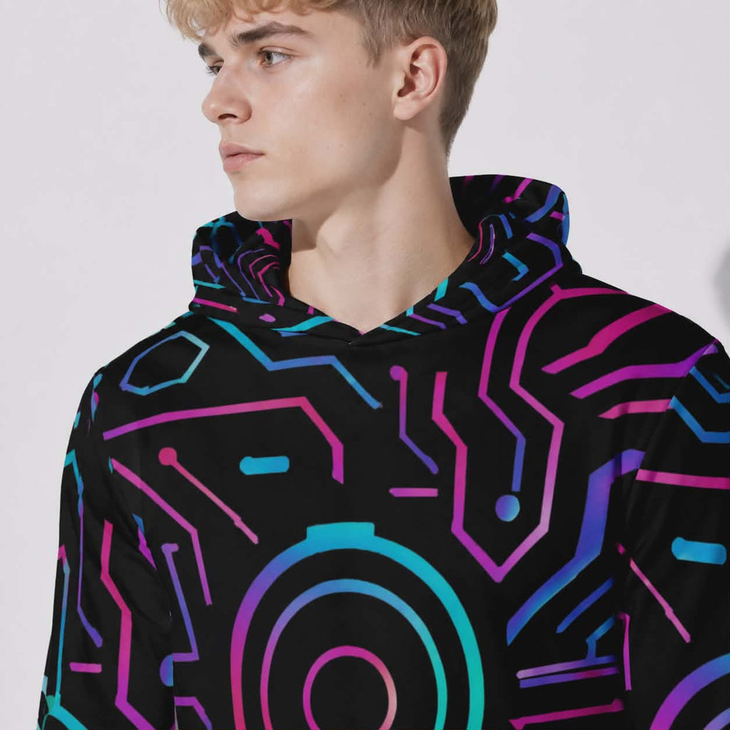 Cyberpunkowa Bluza Hoodie | Anti-UV Hoodie | Cyber Neon Circle