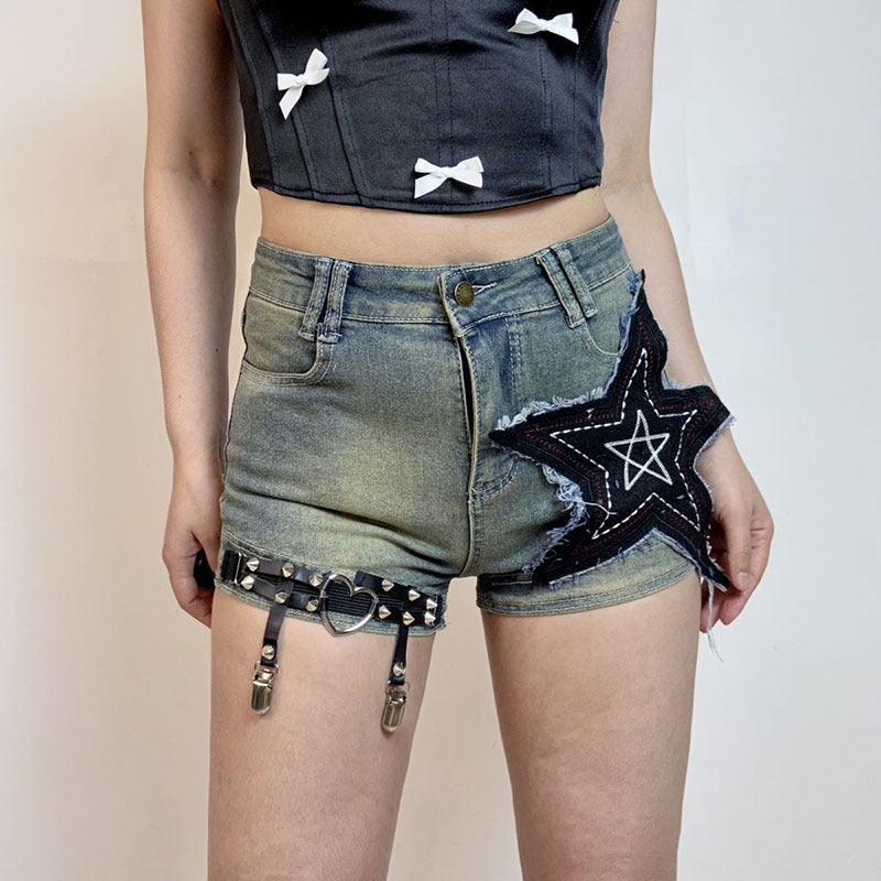 Cyberpunk Y2K Denim Shorts Fall CYBER Star